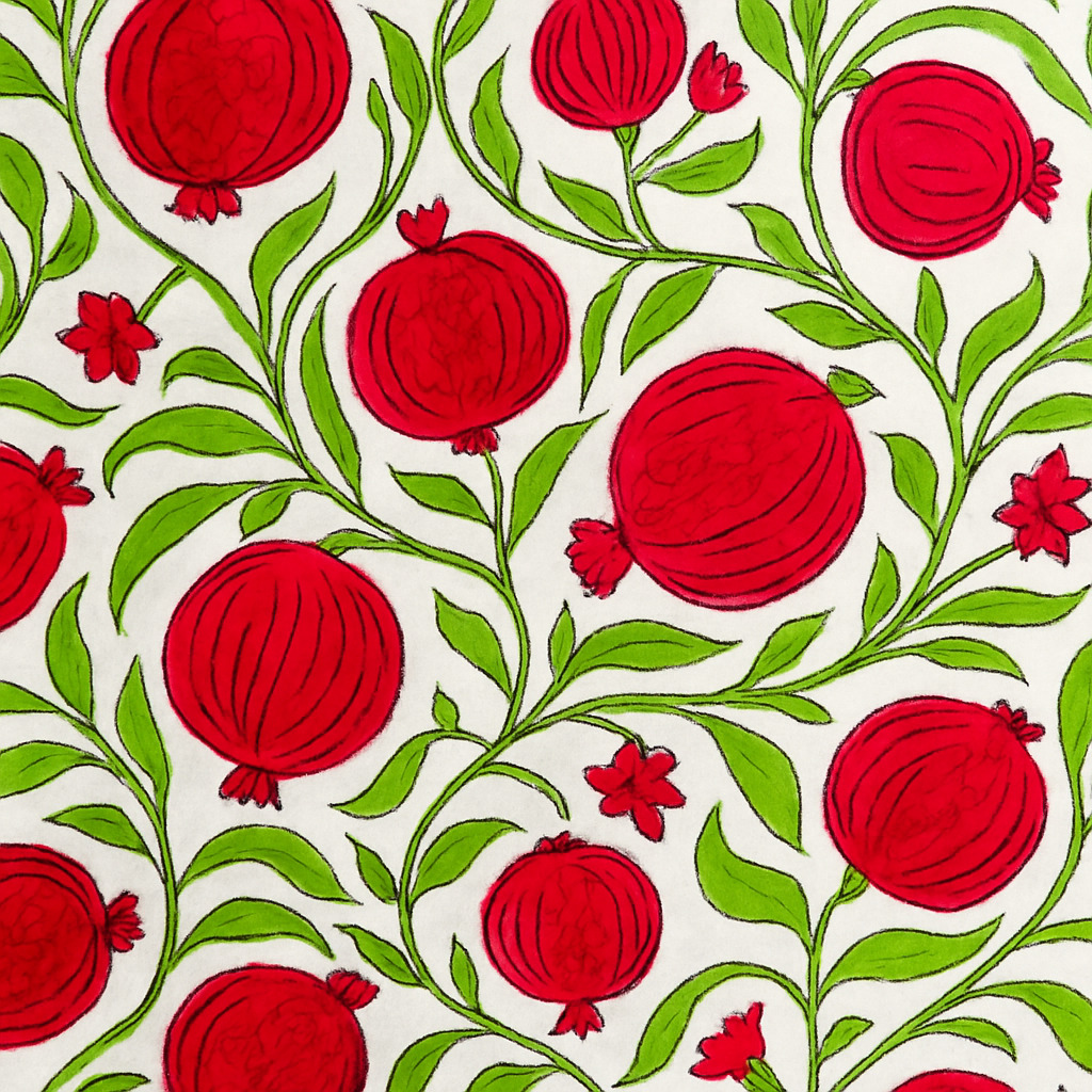 Hand Block Print Fabric Red Flower